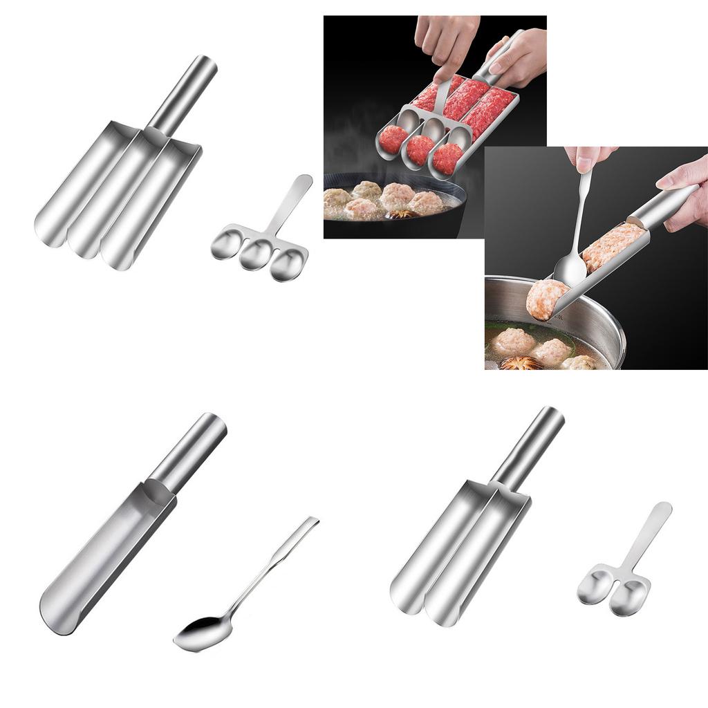 Kitchen 1/2/3 Meatball Maker Meat Baller Spoon with Cutting Spade DIY Meatball Making Set Home Cooking Tool for Dumpling