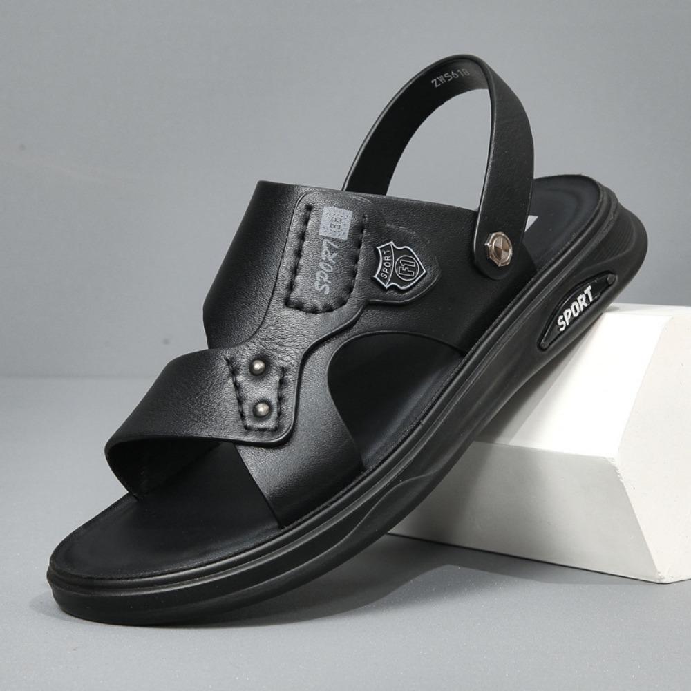 

Мужские кожаные сандалии летние нескользящие пляжные туфли для вождения для папы 38 чёрный