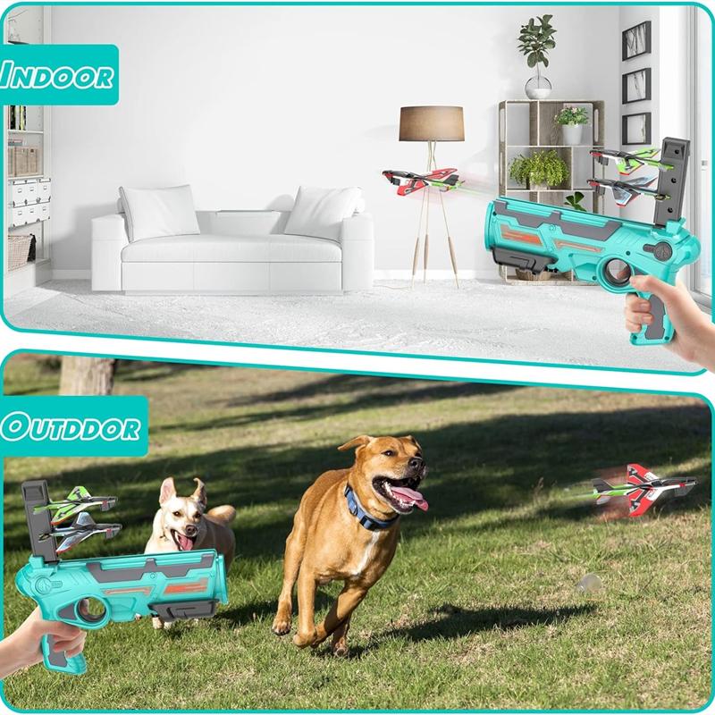 Airplane Launcher Toys for Kids Summer Outdoor Catapult Gun Foam Glider Flying Plane Toy Game Gifts for Boys Novelty & Gag Toys
