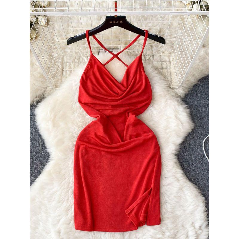 Internet Celebrity Ins Sexy Hollow-out Backless Sling Dress