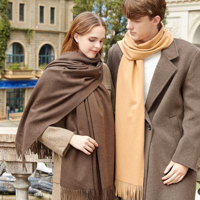 Bufanda Gruesa de Lana Color Sólido Unisex Bufanda de Invierno con Flecos de Cachemira Cálida Cortavientos Envoltura a Cuadros para Mujeres y Hombres