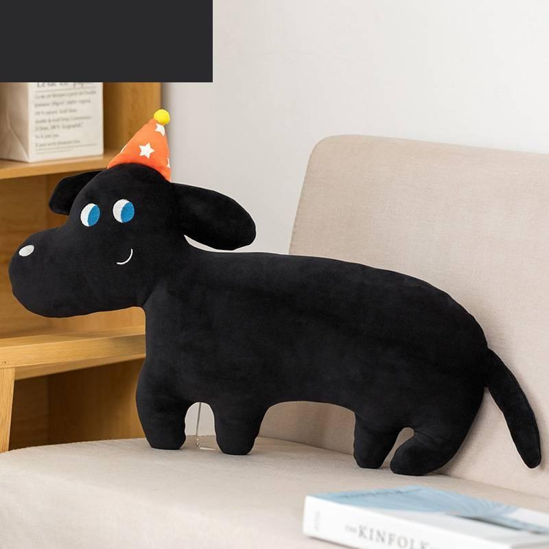 Soft Fluffy Plush Dachshund Toy Pillow With Embroidery For Bedroom Room Living