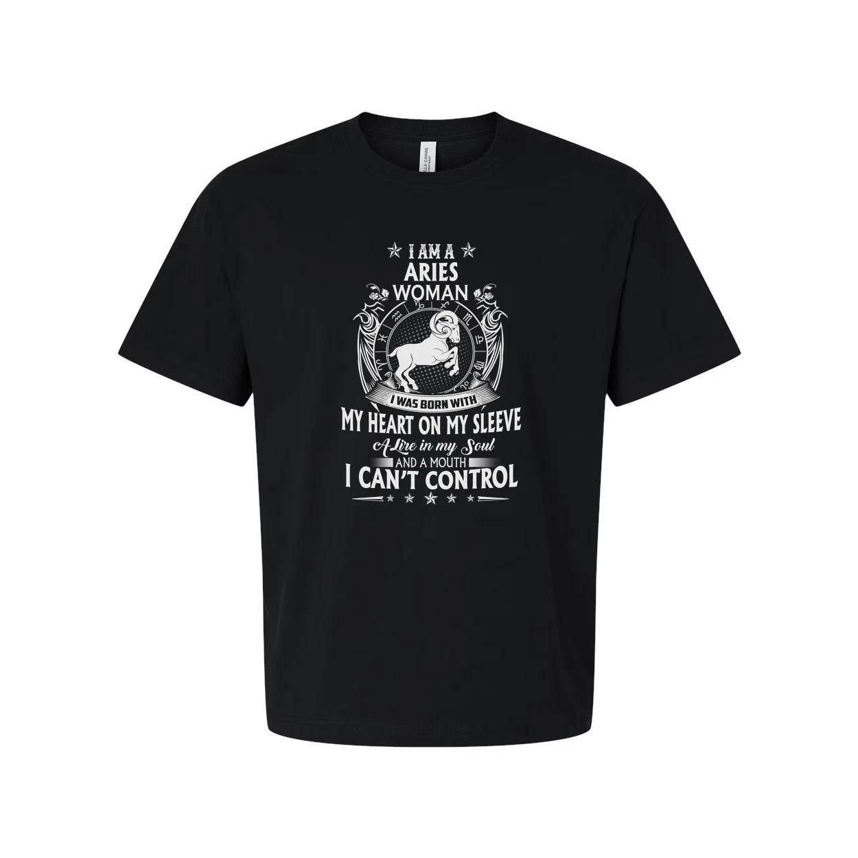 Aries Woman Zodiac Graphic Tee With Quote I Am An Aries Woman I Was Born With My 2XL