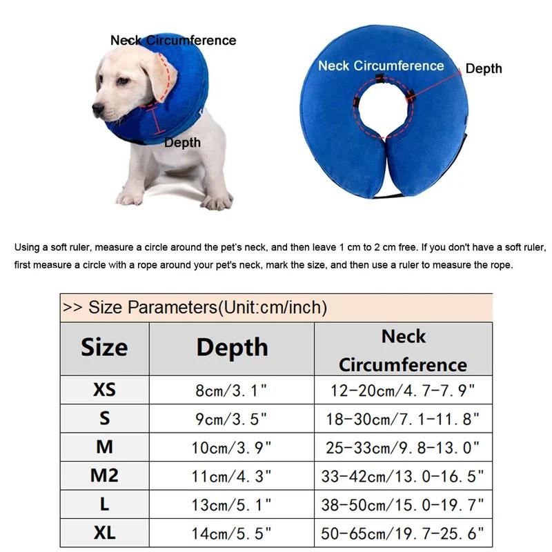 Inflatable Dog Recovery Collar Soft Pet Donut Collar for After Surgery Anti-Licking Wound Healing Protective Cone
