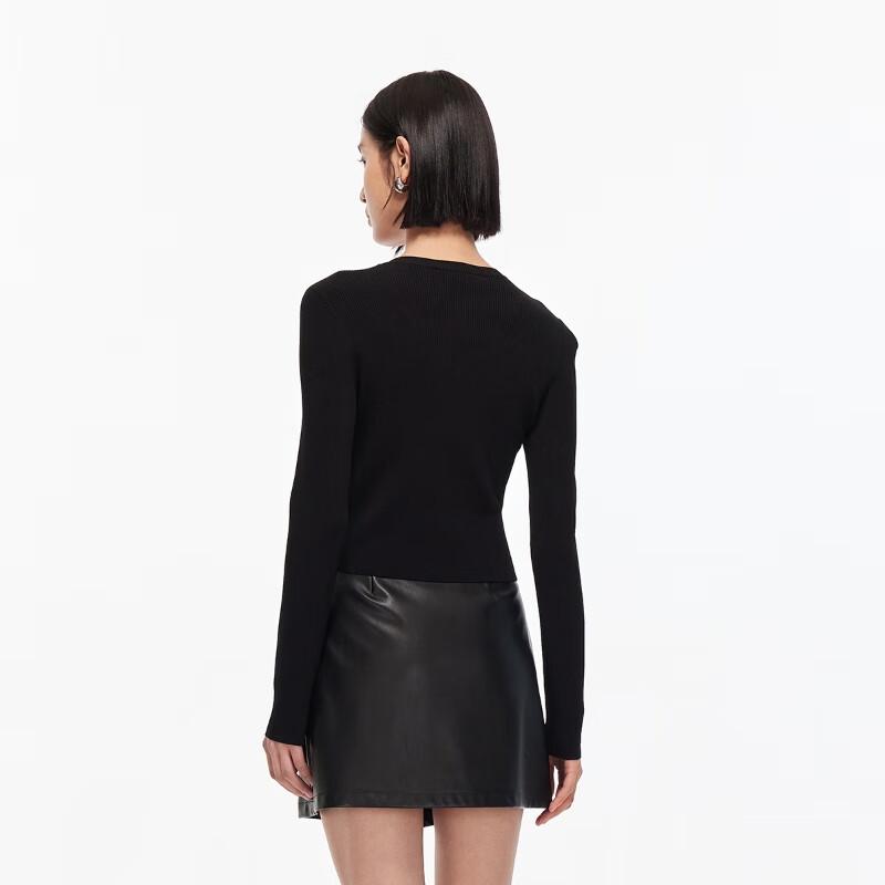 VEROMODA 2025 Autumn Rhinestone Zipper Slim-Fit Knit Top