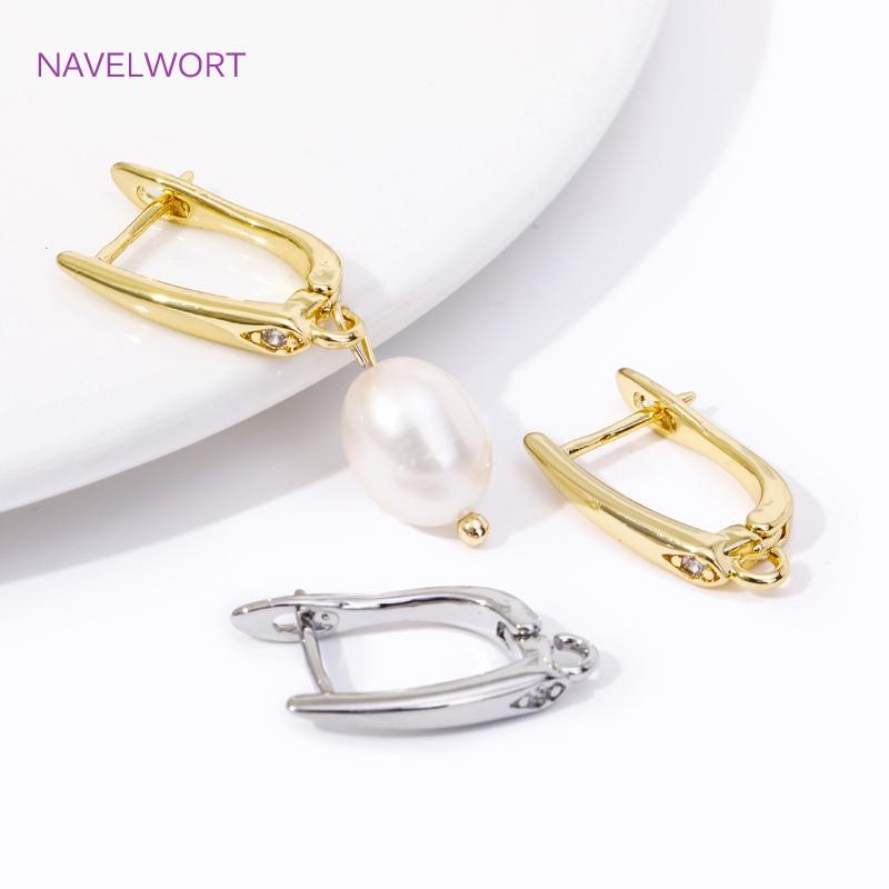 DIY Earring Making Accessories 18K Gold Plated Smooth Earring Hook Clasps Brass Metal Earwires Hooks,Jewelry Making Supplies