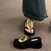 2025 New Summer Chunky Women Slippers Fashion Metal Decoration Casual Rome Style Female Platform Thick Heel Sandals