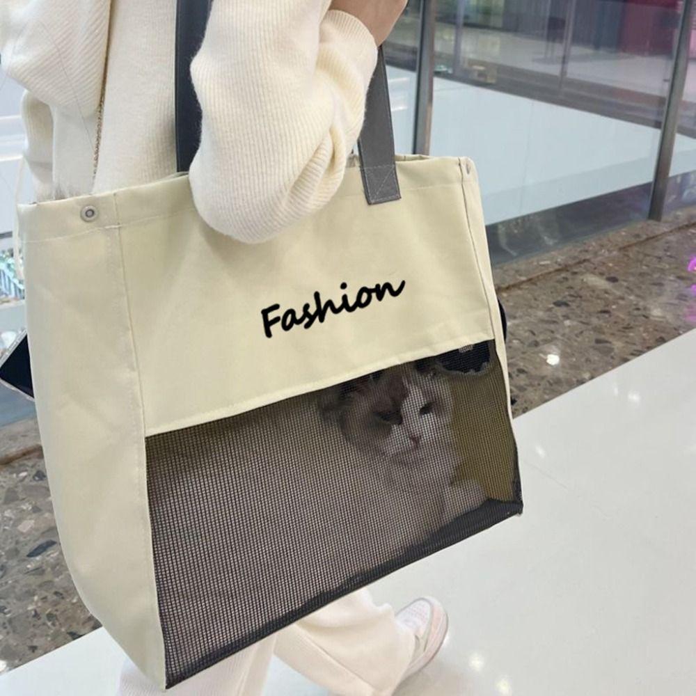 Soft Canvas Cat Carrier Bag Breathable Fashion Travel Bag Dog Backpack Pet Mesh Carrier Bag  Cat