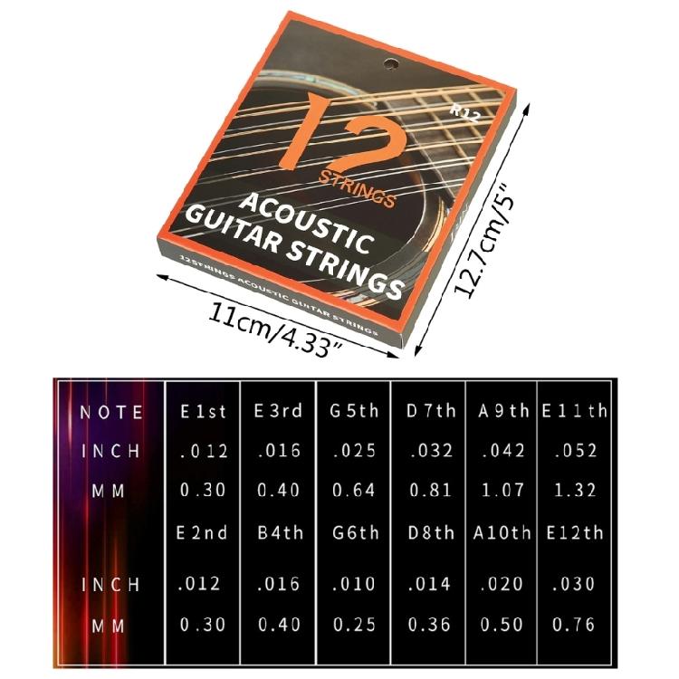 12Pcs 12-string Acoustic Guitar Strings for Beginners Performers Durable