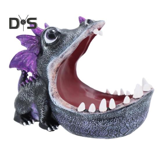

Статуя динозавра из смолы с большим ртом, конфетница в виде динозавра, настольная миска для ключей, органайзер для хранения всякой всячины для гостиной, офисных принадлежностей чёрный