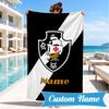 Custom Name Beach Towel Vasco Football Crest Emblem Microfiber Beach Towel, Lightweight for Summer Travel, Swimming Pool Fan Birthday Gift