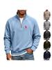 Autumn Men's Versatile Printed POLO Stand Collar Half-Zip Plus Velvet Casual Sports Sweatshirt Jacket