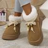 Thick Bottom Fur Winter Snow Boots Woman Casual Bowknot Non Slip Cotton Padded Shoes Woman Short Plush Platform Ankle Boots
