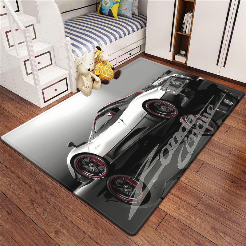 Racing Car Rug Multi-size Anti-Slip Polyester Carpet High-Definition Sport Car Print Modern Living Room Kids Game Room Decor Mat