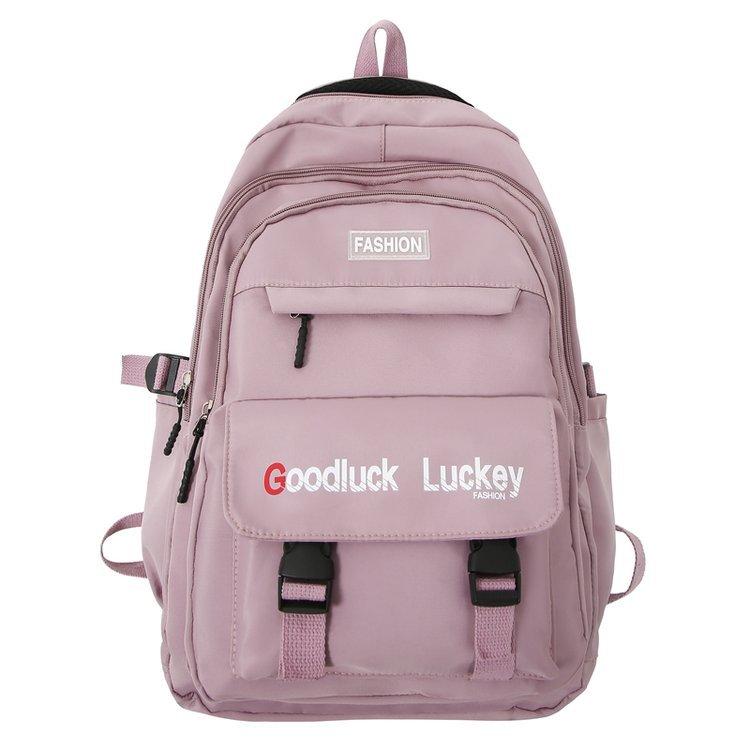 

Рюкзак для студентів великої місткості Сумка для учнів середньої школи Однотонна дорожня сумка рожевий