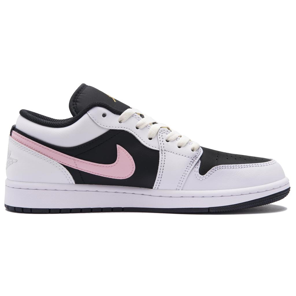 Jordan Air Jordan 1 Slip Resistant Abrasion Resistant Low top Vintage Basketball Shoes Unisex Black Pink 553558-172(Team734-)