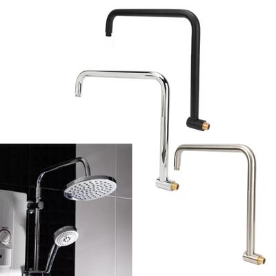 Shower Head Extension with Flange S Shape Shower Arm Wall Mount Rotatable Stainless Steel Shower Pipe for Bathroom