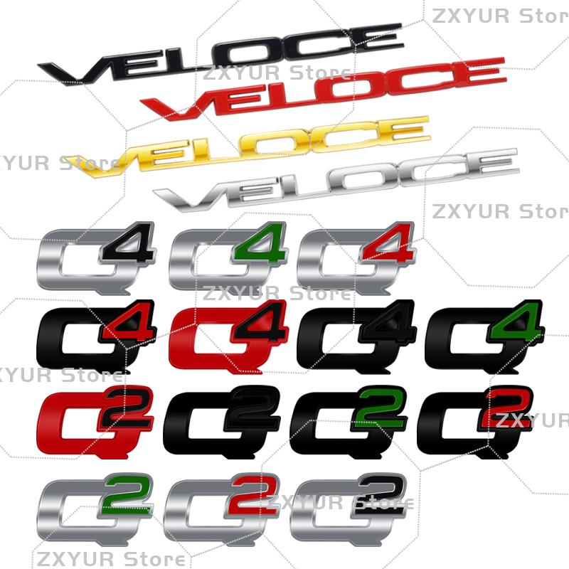Metal VELOCE Q2 Q4 Emblem Car Sticker Letter Badge Decal Body Rear End Trunk Decor For Alfa Romeo 159 147 Junior Giulia Stelvio vmo895