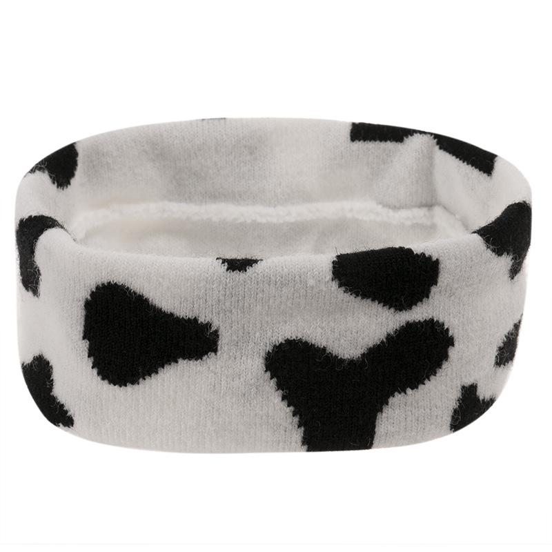 European and American Striped Knitted Hat Pullover Hat Autumn and Winter Headband Set Warm Black and White Element Cow Wool Hat