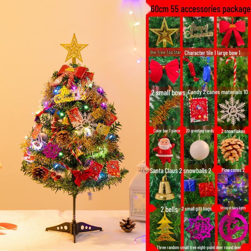 Набор Роскошной Светящейся Рождественской Елки 60 см - Настольное и Оконное Украшение