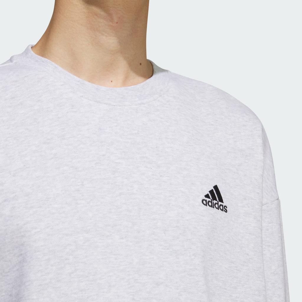adidas French Terry Crew Sweatshirt Comfortable Thick Sports Casual Hoodie Unisex Sweatshirt Light-Gray JM9110