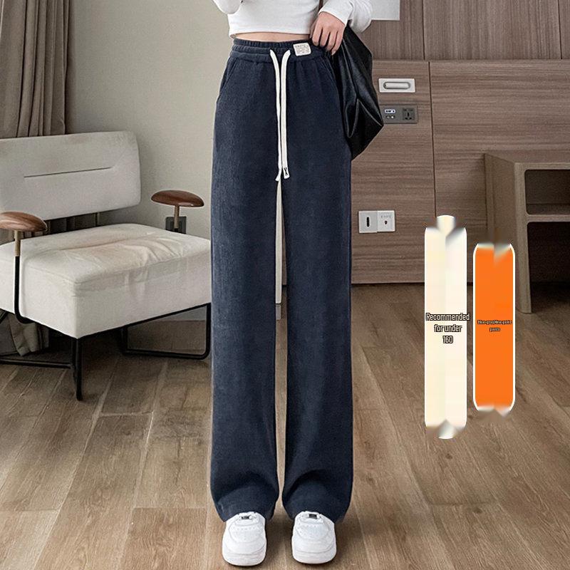 

Women s 2024 Autumn/Winter Fleece Wide-Leg Pants - Loose, Thickened, Slim-Fit Straight-Leg Design XL for 110-125 jin
