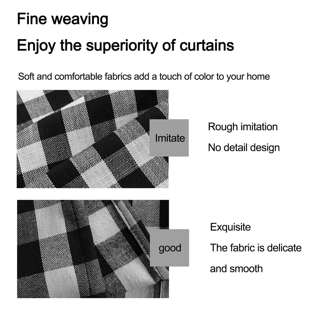 Terylene Yarn Dyed Lattice Kitchen Curtain Fabric Door Curtain Coffee Curtain Modern Simple Rod