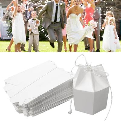 50Pcs Hexagonal Candy Treat Box with Hemp Rope Sticker Exquisite Gift Packaging Box For Wedding Birthday Party Baby Shower