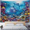 Underwater World Tapestry Wall Hanging Dolphin Shark Seaweed Art Print Tapestry Cartoon Home Sheets Bedroom Wall Decoration