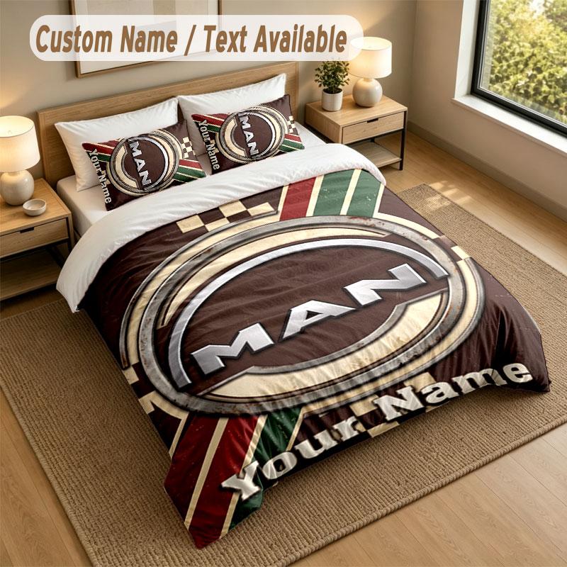Bedding Set 1 Duvet Cover 2 Pillowcases MAN Truck Print Soft Bed Linen Bedroom Decor