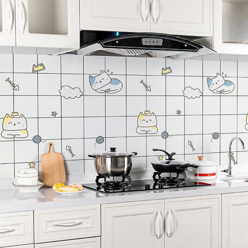 Quatrefoil Kitchen Sticker, Oil-Proof And Waterproof, Self-Adhesive, Stove Cabinet Decal, 60*300cm, Cat Dream Fish Patter