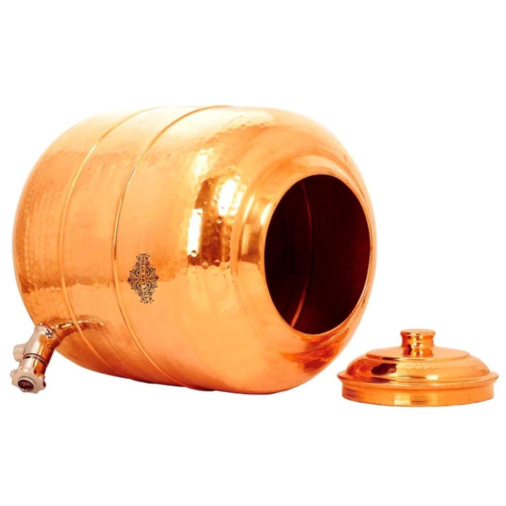 Czysty miedziany młotkowany projekt Dzbanek na wodę/dozownik/pojemnik/matka/zbiornik z mosiężnym kranem, do przechowywania i serwowania wody, korzyści zdrowotne, pojemność 7 litrów