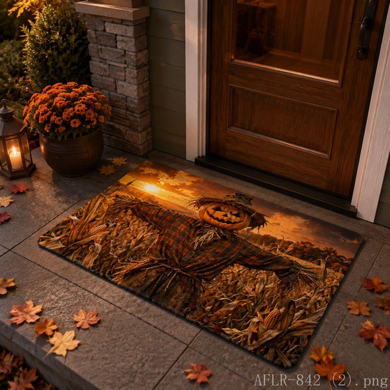 Halloween Pumpkin Ghost Door Mat Non-Slip Entry Rug Porch Party Floor Carpet Home Decor