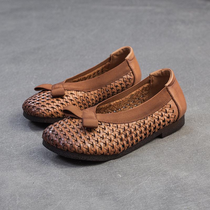 Fashion GKTINOO Summer Flats 2025 New Versatile Hollow-out Breathable Sandals Genuine Leather Comfortable Women's Slip-on Shoes