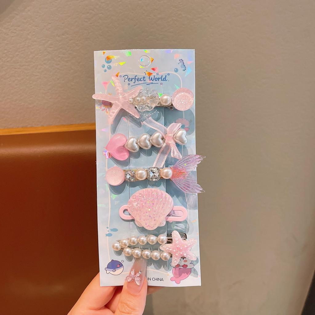 Summer Ocean Starfish Shell Hairpin Cute Children'S Hairpin Duck Beak Clip Pearl Hair Accessories Headgear Clip Girl