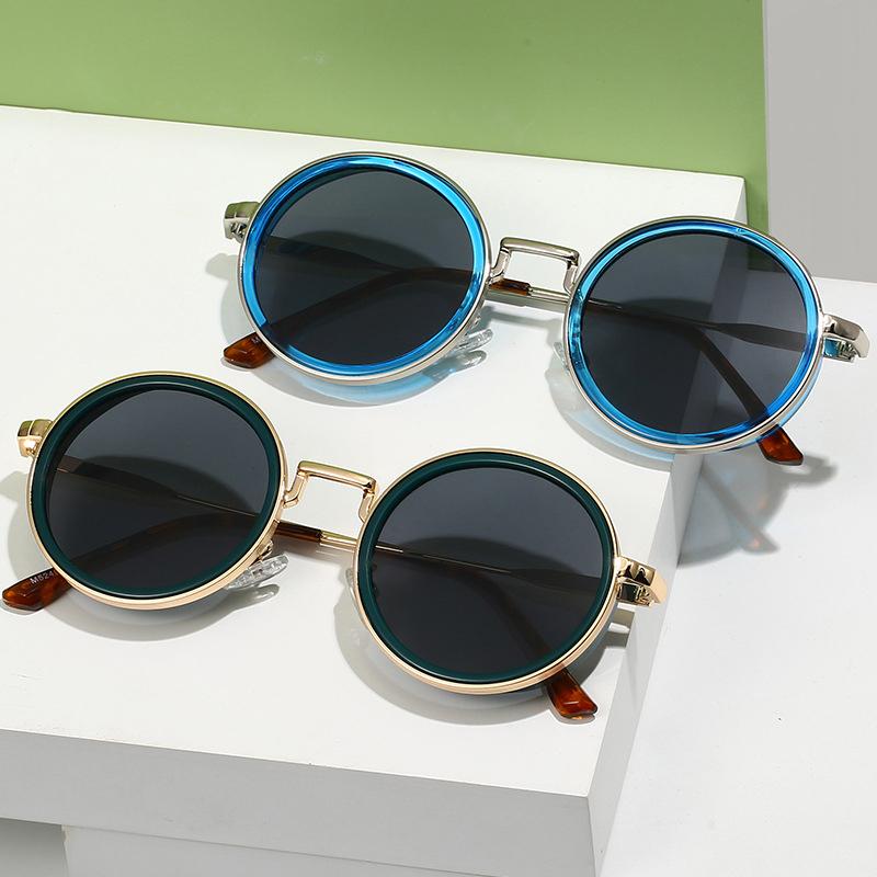 New Round Frame Retro Sunglasses For Men Punk Street Photography Sunglasses Stand For Women High-End Sunglasses M5245