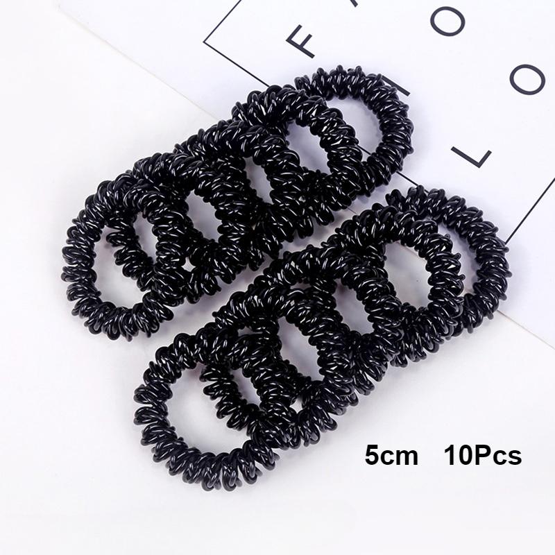 10Pcs/set Small Telephone Line Hair Ropes Girls Elastic Hair Bands Kid Ponytail Holder Ties Gum Hair Accessori Gifts 3-5cm Black