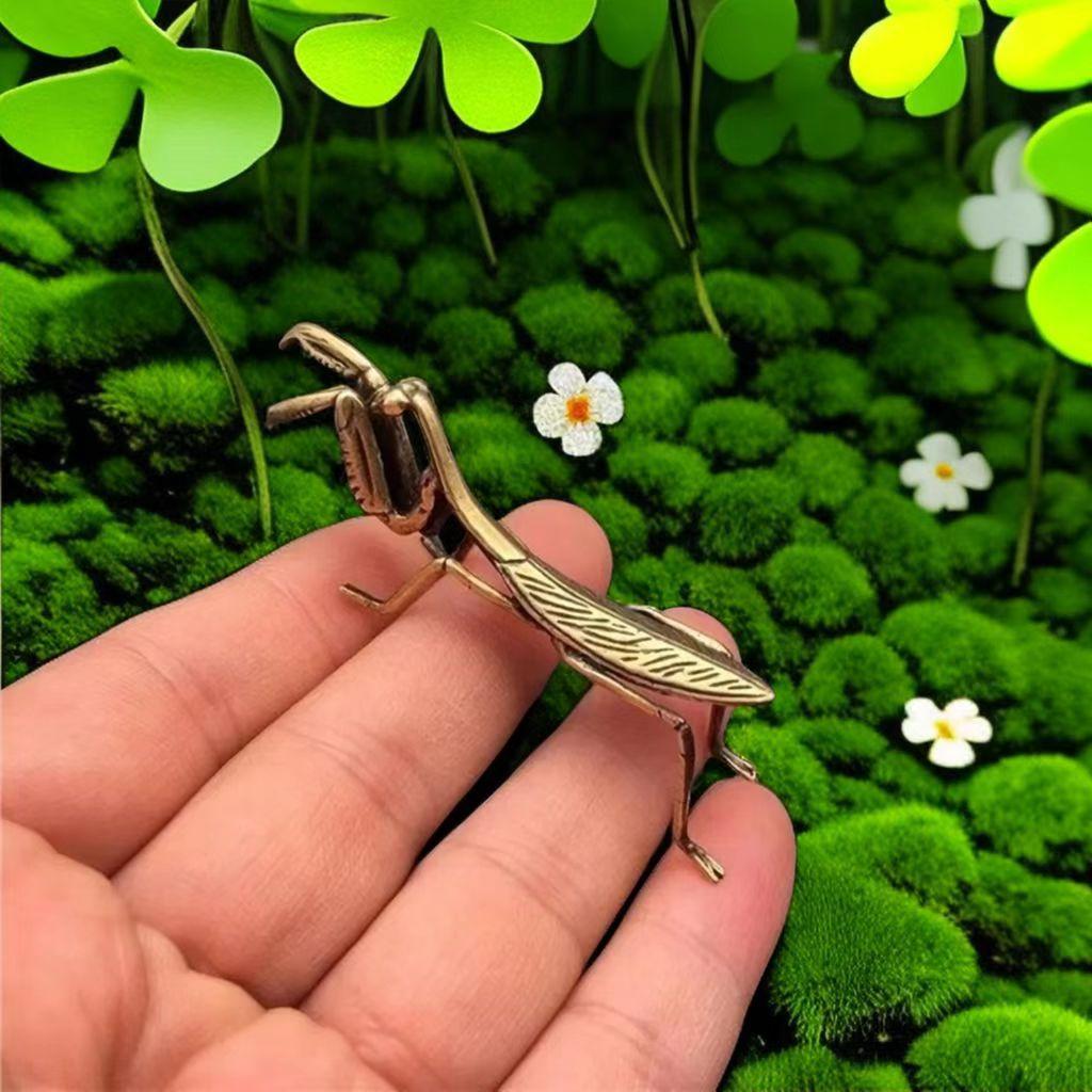 Retro Praying Mantis Small Bronze Ornament, Tea Pet, Tea Play, Insect Art, Desktop Mini Decoration