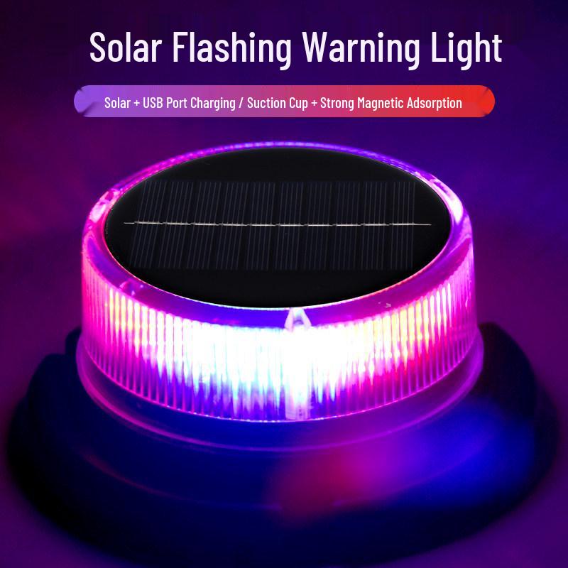 Rechargeable Solar-Powered Magnetic Strobe Light for Night Driving Safety