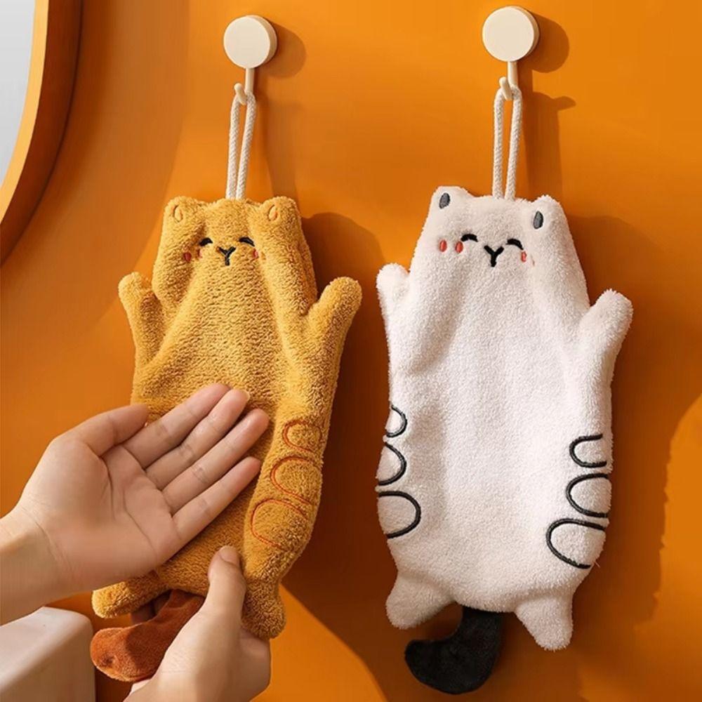 

Полотенце для рук в виде мультяшного кота Kawaii, тряпка для чистки рук, тряпка для уборки кухни, декоративный декор