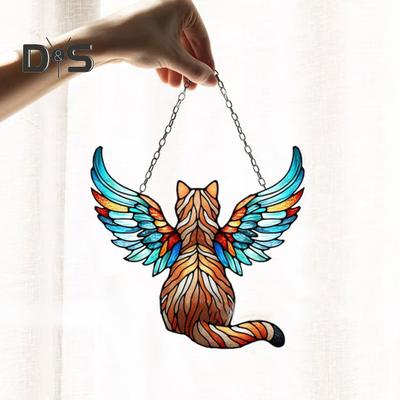 Colorful Cat Window Hanging Decoration Front Door Wall Hanging Acrylic Kitten Animal Ornament Pendant Christmas Festival Gift