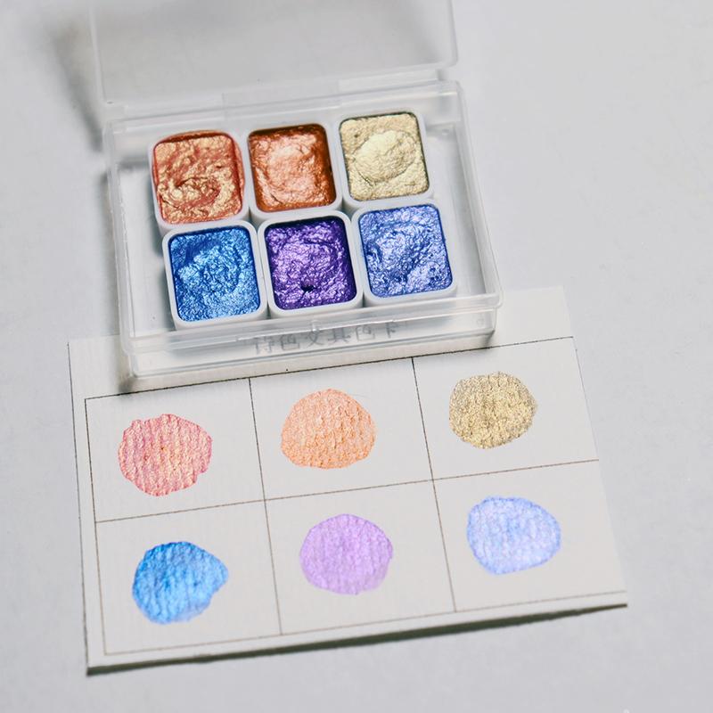 Juego de pintura de acuarela sólida manual de la serie Pearl de 6 colores de 1 ml para pintar uñas con acuarela decorativa