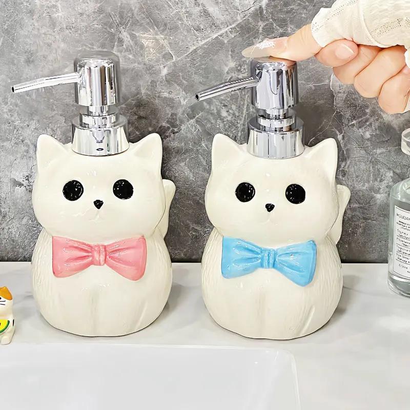 370ml Cat ceramic hand sanitizer bottle press lotion shampoo conditioner shower gel sub bottled bathroom accessories  dispenser