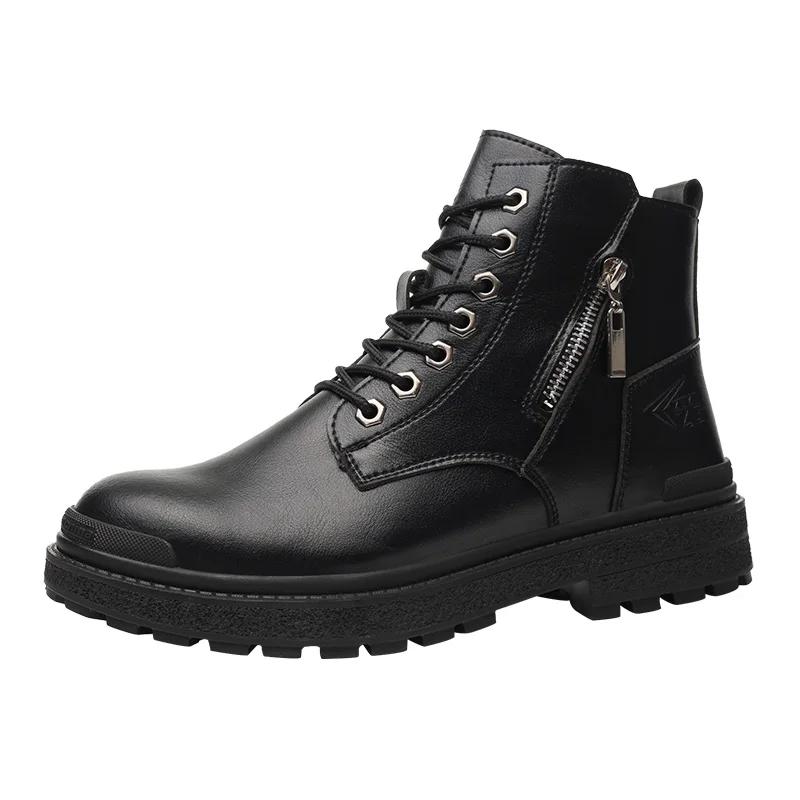 Nya Mode Läder Vattentäta Herr Säkerhetsarbetsskor Stålhätta Anti-kross Stötsäkra Oförstörbara Herr Sneakers Skor