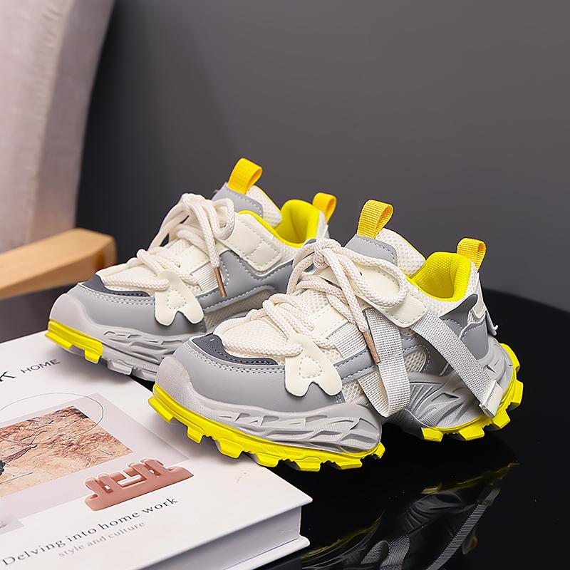 Kids Hiking Tennis Running Thick Sole Shoes Toddler Lightweight Breathable Casual Trainers Children's Boys Girls Chunky Sneakers