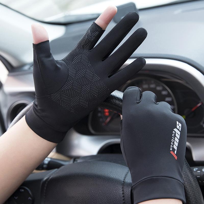 

Dew two-finger gloves summer ice silk thin sunscreen and non-slip half-finger gloves One size fits all