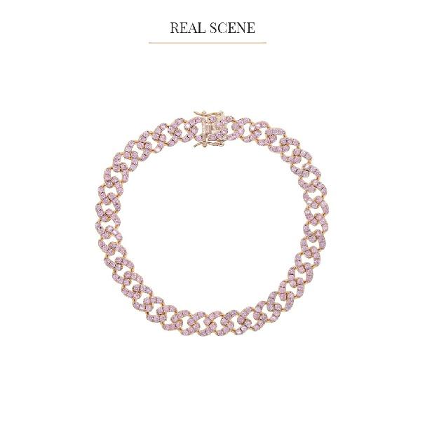 Cuban Link Anklet Woman Pink Bling Diamond 8mm Rose Gold Iced Out Chain Ankle Bracelet Hip Hop Miami Cubic Zircon Foot