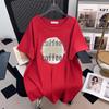 Women's Plus Size Mid-Length Loose Short-Sleeve Slimming T-Shirt (Sizes 200-350 Jin)
