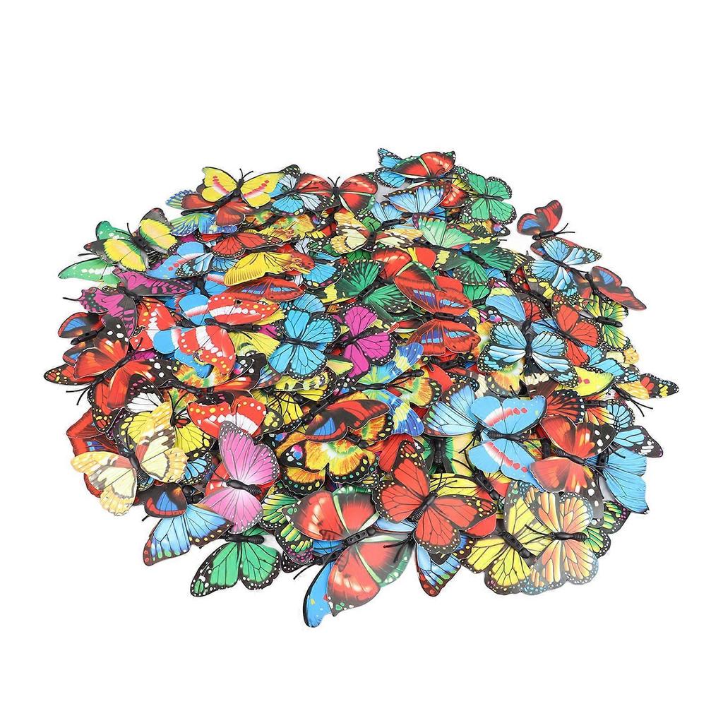200pcs 7cm Butterfly Decals PVC 3D Butterflies Removable Mural Wall Stickers for Home Room Bedroom Party Decoration