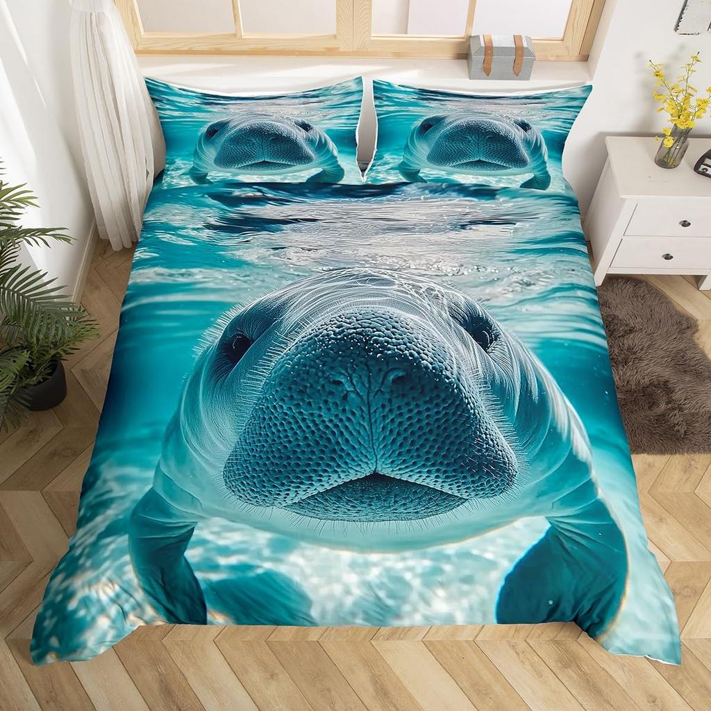 Seal Duvet Cover Set For Kids Boys Girls Queen Quilt Covers Lightweight Down Room Decor 2 Pillowcases 1 Duvet Cover No Comforter